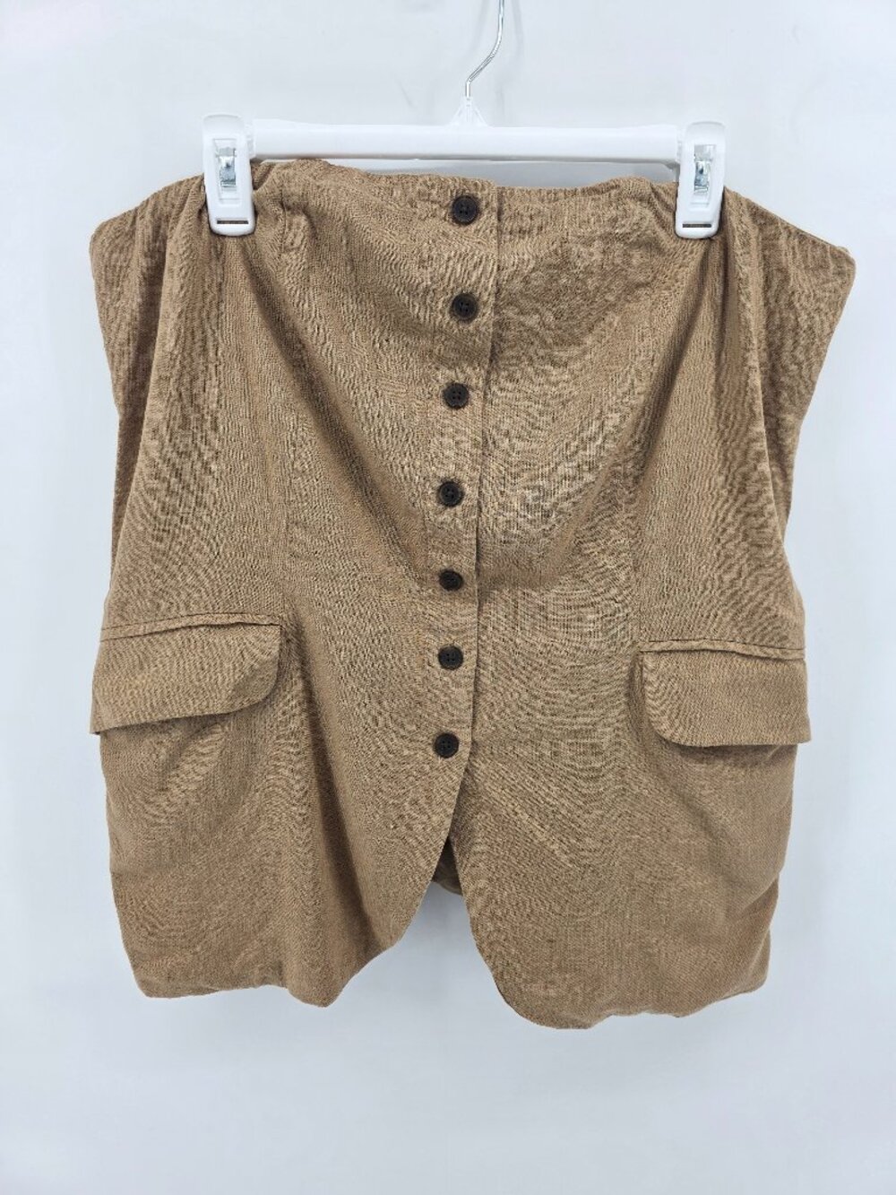 Universal Thread Tan‎ Linen Button Front Tube Top Cargo Pocket XXL
